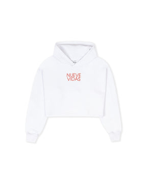 OVERSIZED CROP HOODIE MEOWS AND MIRACLES WHITE