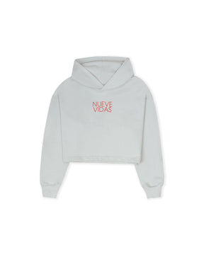 MEOWS AND MIRACLES GRAY OVERSIZED CROP HOODIE