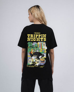 JUST ENJOY THE TRIPPING BLACK T-SHIRT