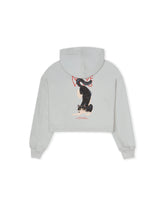 MEOWS AND MIRACLES GRAY OVERSIZED CROP HOODIE