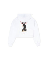 OVERSIZED CROP HOODIE MEOWS AND MIRACLES WHITE