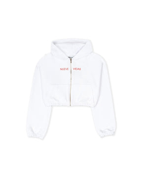 NINEFOLD WHISKER TALES WHITE CROP HOODIE