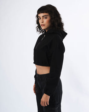 HOODIE CROP ENRESORTADO NEGRO