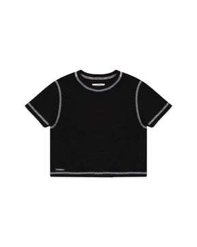 GRAPHIC TEE RIB SEAM WEEDGREEN BLACK T-SHIRT