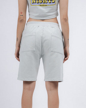 COMFY CHRONICLES OF THE FELINE GALAXY GRAY BERMUDA SHORTS