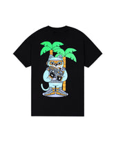 BLUE STELLAR CAT GUARDIAN BLACK T-SHIRT